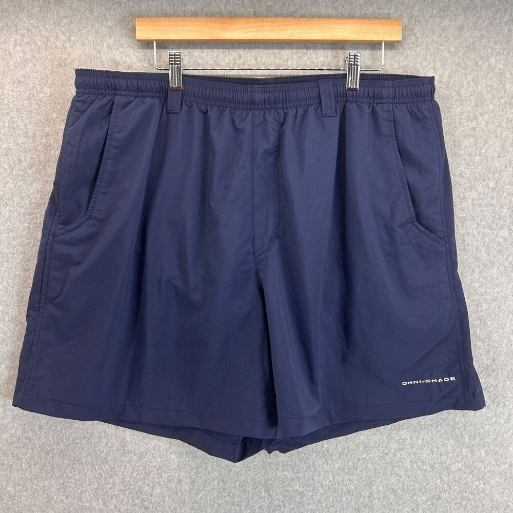 Columbia Mens Navy Blue Omni-Shade Shorts‎ Lightweight Quick-Dry Nylon Size XL